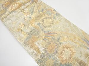 鳳凰に牡丹・菊模様織り出し　袋帯